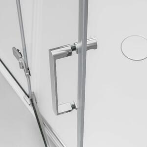 Prysznic narożny z drzwiami obrotowymi na panelu stałym NT403 - szkło nano przezroczyste 8 mm - zawias drzwi LEWY - możliwość wyboru szerokości