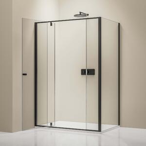Prysznic narożny z drzwiami uchylnymi na dwóch stałych panelach NT607 FLEX - szkło nano przejrzyste 6 mm - możliwość wyboru koloru profilu