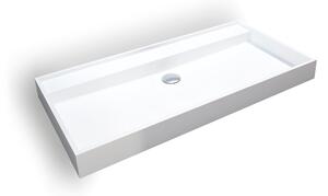 Umywalka nablatowa / ścienna PB2007 odlew mineralny (Solid Stone) – biały mat – 90 × 45 × 10 cm
