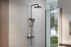 Zestaw prysznicowy, kolumna prysznicowa z termostatem 8221 PRO Black - w zestawie słuchawka prysznicowa i deszczownica