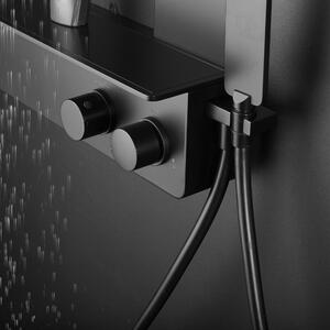 Zestaw prysznicowy, panel prysznicowy z termostatem NT038 Pro ze stali nierdzewnej – czarny mat