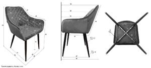 EMWOmeble Krzesło fotelowe ▪️ DC-6369 ▪️ welur, szare