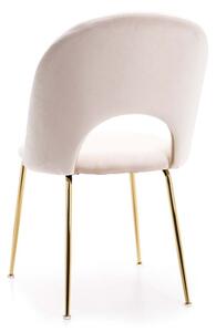 EMWOmeble Krzesło Glamour beżowe KC-903-2 / welur, złote nogi chromowane
