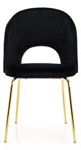 EMWOmeble Krzesło Glamour czarne KC-903-2 / welur, złote nogi chromowane