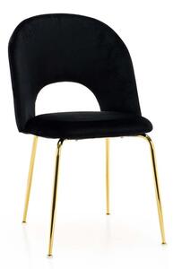 EMWOmeble Krzesło Glamour czarne KC-903-2 / welur, złote nogi chromowane