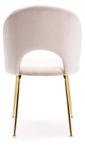 EMWOmeble Krzesło Glamour beżowe KC-903-2 / welur, złote nogi chromowane
