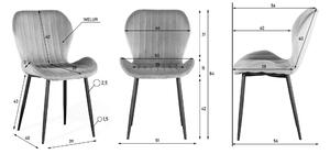 EMWOmeble Krzesło welurowe szare ART223C / nogi czarne