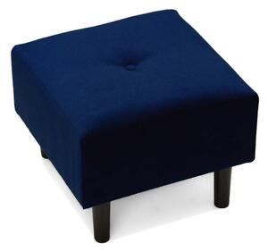 Podnóżek do fotela uszak SK155 w ciemnoniebieskim kolorze na czarnych drewnianych nogach