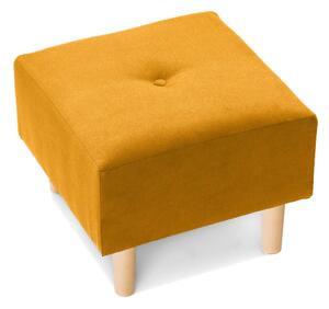 Podnóżek do fotela uszak SK155 w musztardowym kolorze na drewnianych nogach