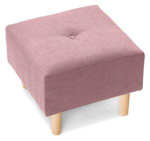 Podnóżek do fotela uszak SK155 w różowym kolorze na drewnianych nogach