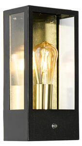 Zewnetrzna Kinkiet / Lampa scienna zewnętrzny czarny ze złotym czujnikiem światło-ciemność - Rotterdam Oswietlenie zewnetrzne