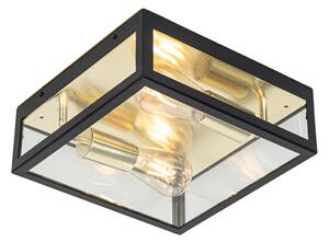 Zewnetrzna Przemysłowa zewnętrzna lampa sufitowa czarna ze złotymi 2-punktowymi światłami - Rotterdam Oswietlenie zewnetrzne