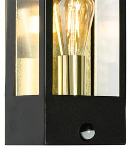 Zewnetrzna Kinkiet / Lampa scienna zewnętrzny czarny ze złotem i czujnikiem ruchu - Rotterdam Oswietlenie zewnetrzne