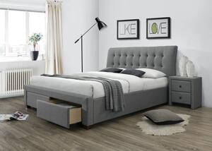 EMWOmeble Szare łóżko tapicerowane 160x200 PERCY z szufladami