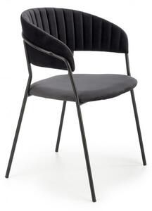 Krzesło K426 - czarny, do salonu, z przeszyciami na oparciu