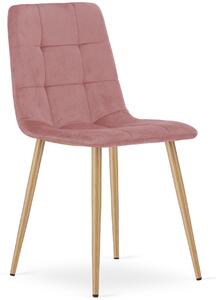Tapicerowane krzesło z metalowymi nogami w kolorze drewna Kara aksamit