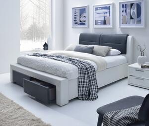 EMWOmeble CASSANDRA S 140 cm łóżko tapicerowane z szufladami czarno-biały