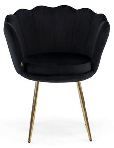 EMWOmeble Krzesło muszelka SHELL DC-6099 czarny welur / złote nogi