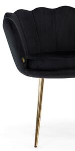 EMWOmeble Krzesło muszelka SHELL DC-6099 czarny welur / złote nogi