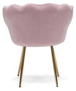 EMWOmeble Krzesło muszelka SHELL DC-6099 różowy welur / złote nogi