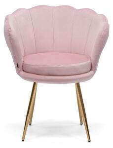 MebleMWM Krzesło SHELL DC-6099 | różowy welur | złota noga | OUTLET