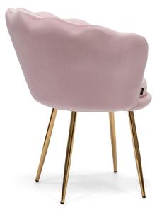 MebleMWM Krzesło SHELL DC-6099 | różowy welur | złota noga | OUTLET