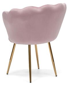 EMWOmeble Krzesło muszelka SHELL DC-6099 różowy welur / złote nogi