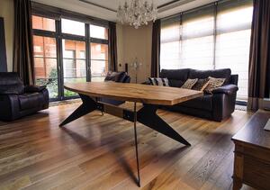 EMWOmeble Stół drewniany 180cm z czarnymi nogami / Dębowy