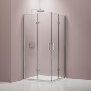 Ścianka prysznicowa łamana, z szkła NANO EX213 – 100 × 100 × 195 cm + brodzik
