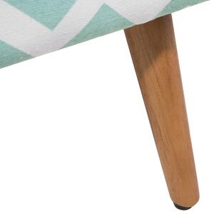 Stołek zielono-biały tapicerowany poliester wzór zygzak drewniane nogi Manteo Beliani