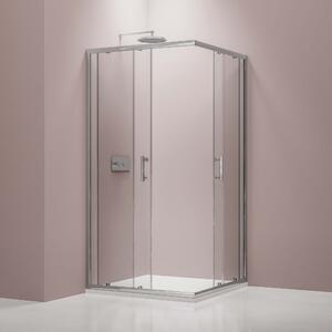 Ścianka prysznicowa narożna z drzwiami przesuwnymi z prawdziwego szkła NANO, EX506 – 90 × 90 × 195 cm – bez brodzika