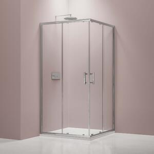 Ścianka prysznicowa narożna z drzwiami przesuwnymi z prawdziwego szkła NANO, EX506 – 90 × 90 × 195 cm – bez brodzika
