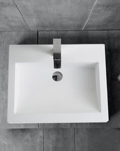 Umywalka ścienna / umywalka nablatowa BS6049 z lanego marmuru - 60 x 48 x 14 cm - biały połysk