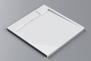Brodzik prysznicowy kwadratowy PB3086G z odlewu mineralnego – biały połysk – 100 × 100 × 3,5 cm