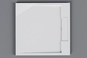 Brodzik prysznicowy kwadratowy PB3086G z odlewu mineralnego – biały połysk – 100 × 100 × 3,5 cm