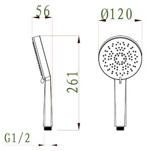 Elegancka słuchawka prysznicowa 9015C-12 – dysze antywapienne –5 trybów strumienia