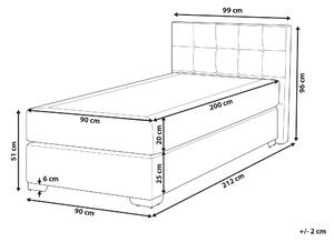 Nowoczesne łóżko kontynentalne 90x200 cm z guzikami materiałowe jasnoszare Admiral Beliani