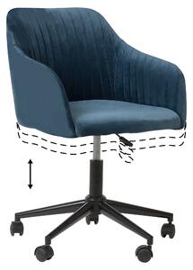 Krzesło biurowe welrowe na kółkach regulowana wysokość niebieskie Venice Beliani