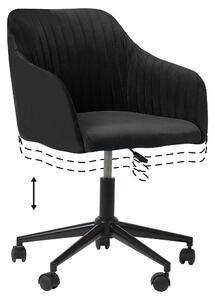 Krzesło biurowe welrowe na kółkach regulowana wysokość czarne Venice Beliani