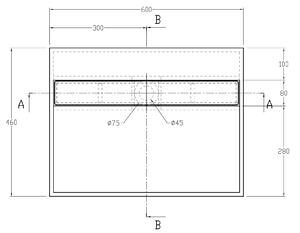 Umywalka ścienna PB2080 z konglomeratu (solid surface) – 60 × 46 × 13 cm – bały mat