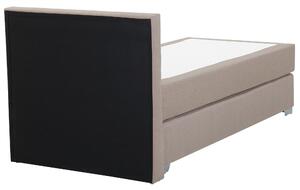 Nowoczesne łóżko kontynentalne 90 x 200 cm z guzikami materiałowe beżowe Admiral Beliani