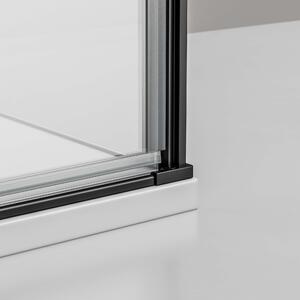 Ścianka prysznicowa narożna z prawdziwego szkła NANO 6 mm EX416S kolor czarny – 100 × 100 × 195 cm
