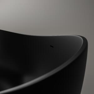 Wanna wolnostojąca z konglomeratu (solid surface), WAVE – czarny mat, 180 × 110 cm