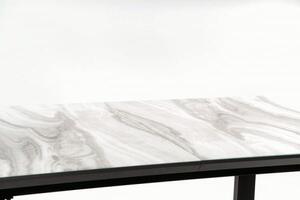 EMWOmeble Stół 160-200 z marmurowym blatem MARLEY rozkładany / blat biało-popielaty, nogi - czarne