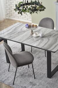 EMWOmeble Stół 160-200 z marmurowym blatem MARLEY rozkładany / blat biało-popielaty, nogi - czarne
