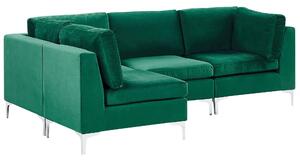 Narożnik modułowy prawostronny 4-osobowy sofa welurowa zielony Evja Beliani