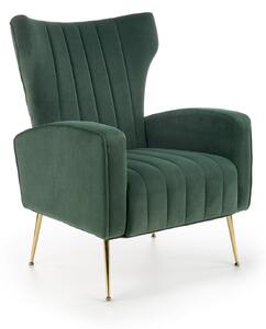 EMWOmeble Fotel w stylu Glamour VARIO / welur, ciemny zielony