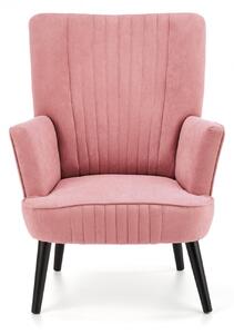 EMWOmeble Fotel welurowy na wysokich nóżkach DELGADO / różowy