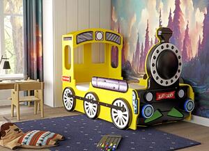 Łóżeczko dziecięce lokomotywa żółta