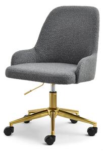 Wygodny fotel biurowy mio move ciemnoszary z tkaniny boucle wsparty złotą nogą